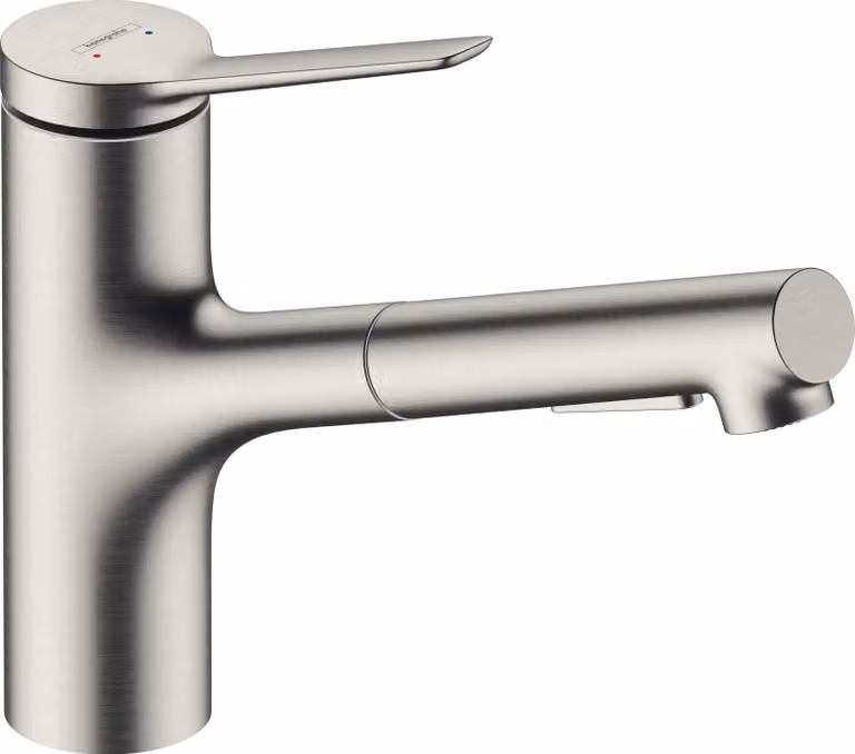 Rubinetto da cucina con doccetta estraibile, altezza 150 mm, in acciaio inossidabile