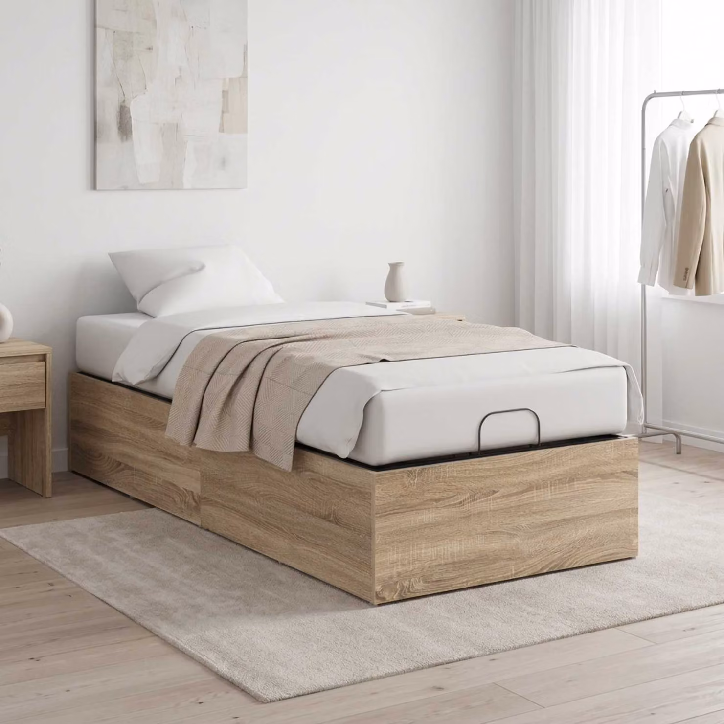 vidaXL Giroletto per rete letto regolabile in legno Rovere Sonoma, L 80 cm x P 200 cm