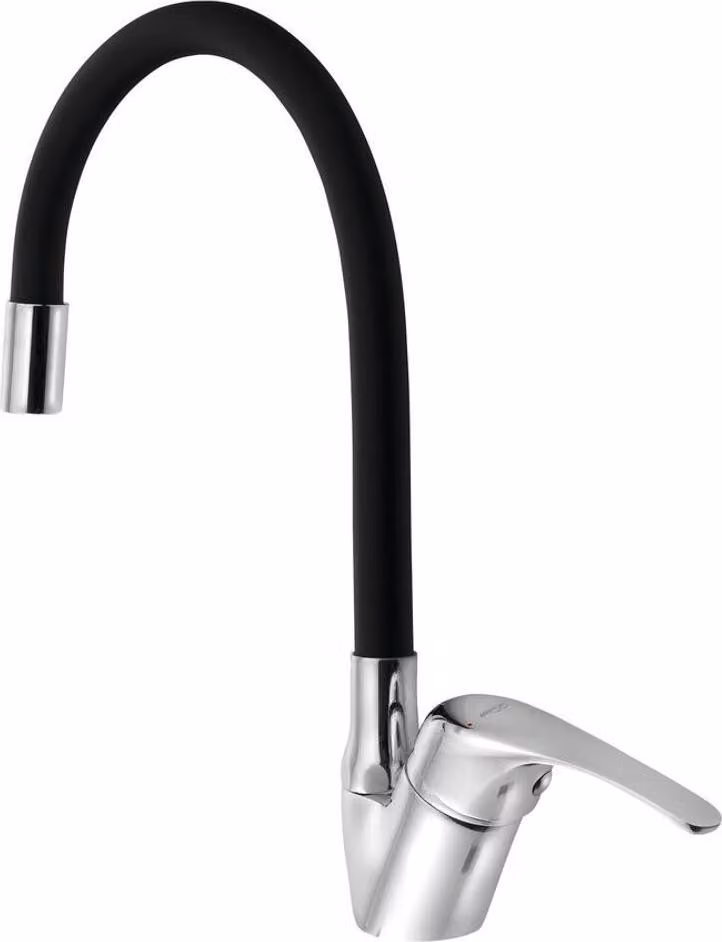 Rubinetto da cucina KASIOPEA 35 con bocca flessibile, cromo/nero opaco