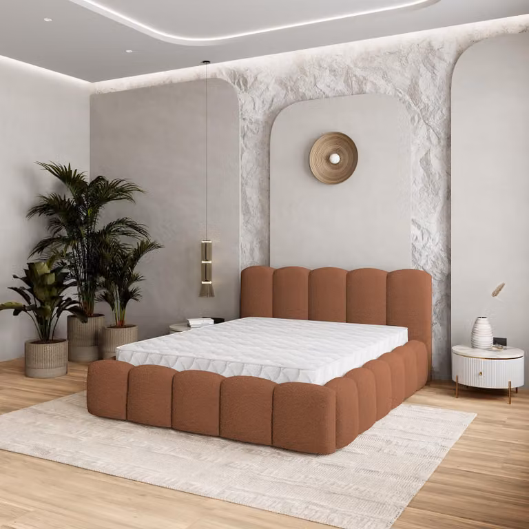 Letto imbottito Masseno FALINA Q 120x200 cm, letto imbottito con cassetti - Arancione, QUELLE 54