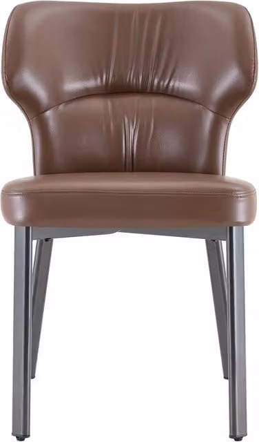 Set di 2 sedie da pranzo Chicfurn con seduta imbottita in similpelle marrone e struttura in metallo nero