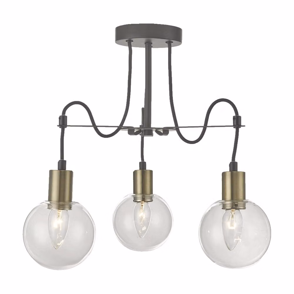 Plafoniera ABRAZO 3xE14/40W, ottone satinato/chiaro, Ø: 46 H: 43 cm, attacco E14, dimmerabile