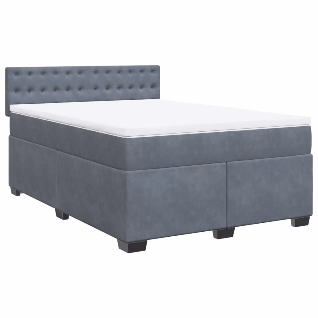Giroletto a Molle con Materasso Grigio Scuro 140x200 cm Velluto