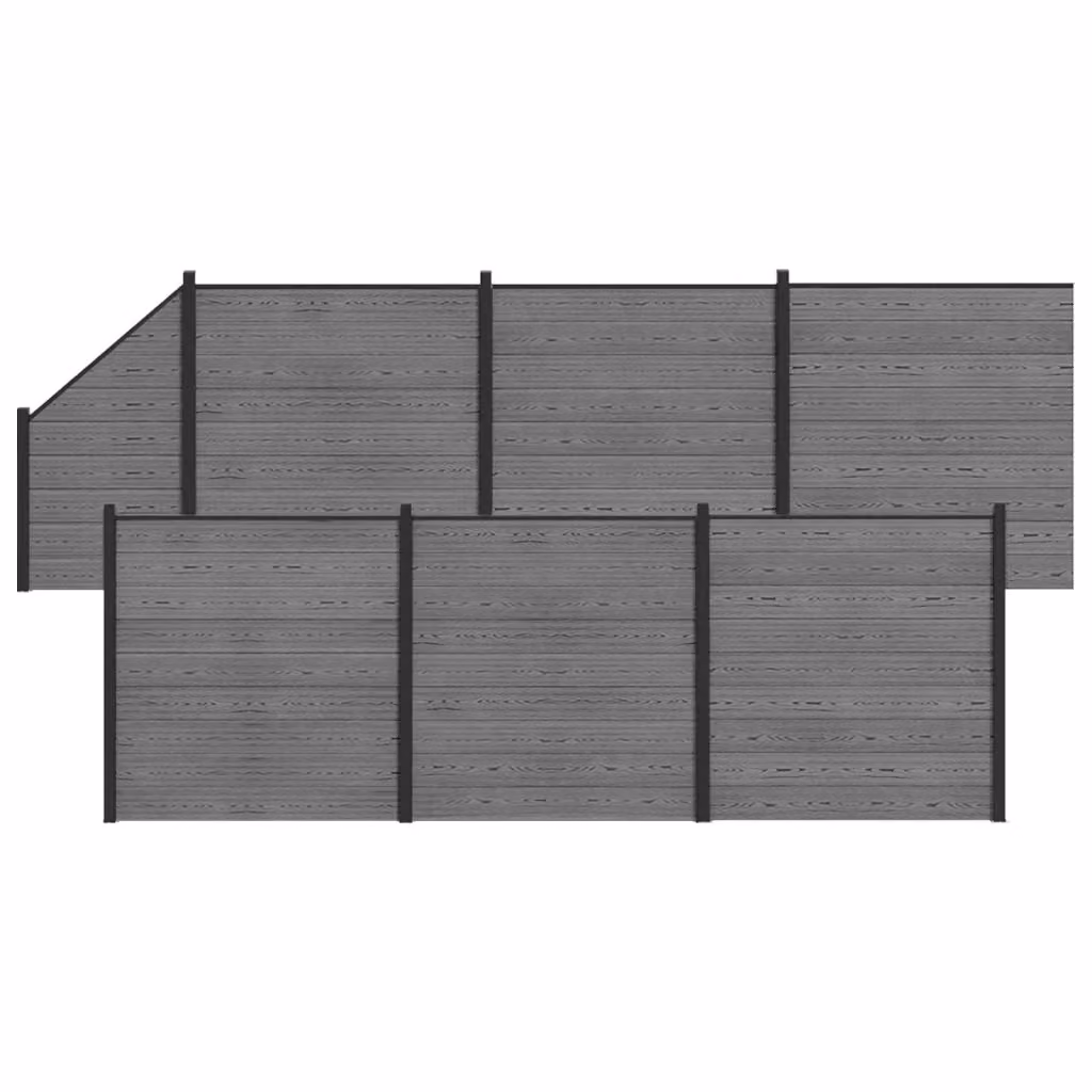 Set di recinzione vidaXL in WPC e alluminio grigio, L: 1138 cm, H: 186 cm – 2