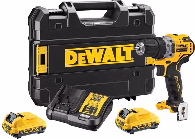Trapano avvitatore DeWalt DCD701D2 da 12V giallo con 2 batterie ricaricabili da 2 Ah e caricatore – 1