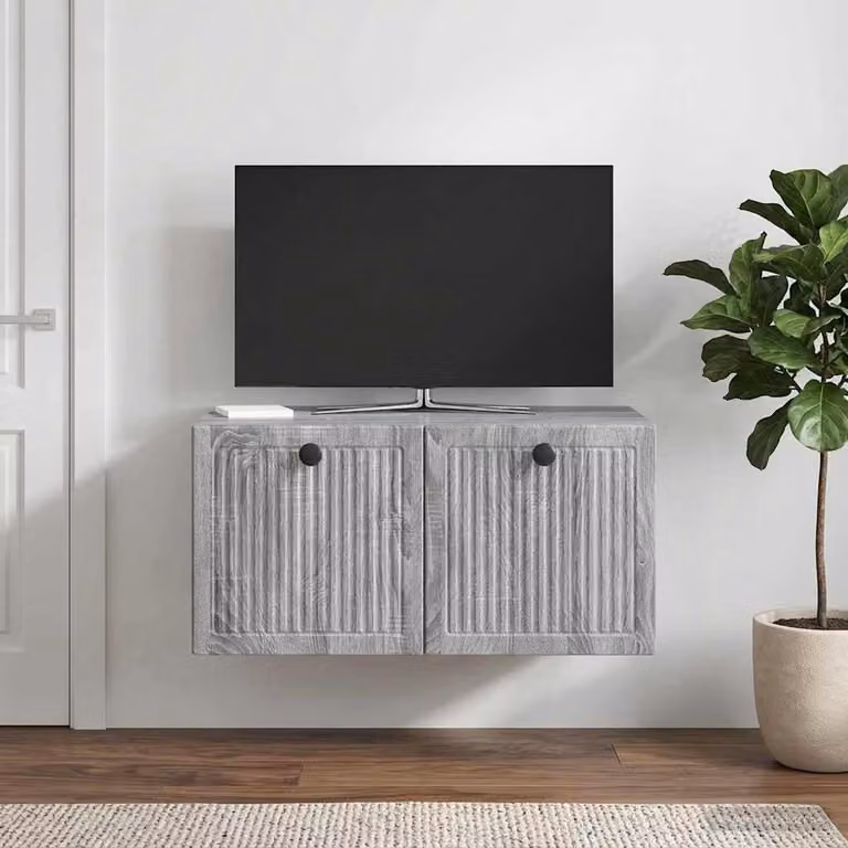 vidaXL Mobile Porta TV da Muro Moderno Grigio, L: 59,5 cm, P: 41 cm, H: 30 cm