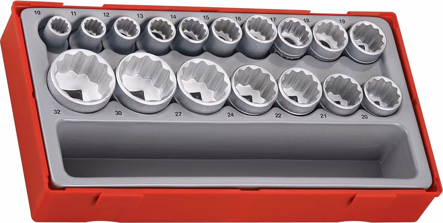 Tengtools 3570207 Set Di 17 Bussole Bi-Hex 1/2" Serie Regolare, Metriche Tt1217
