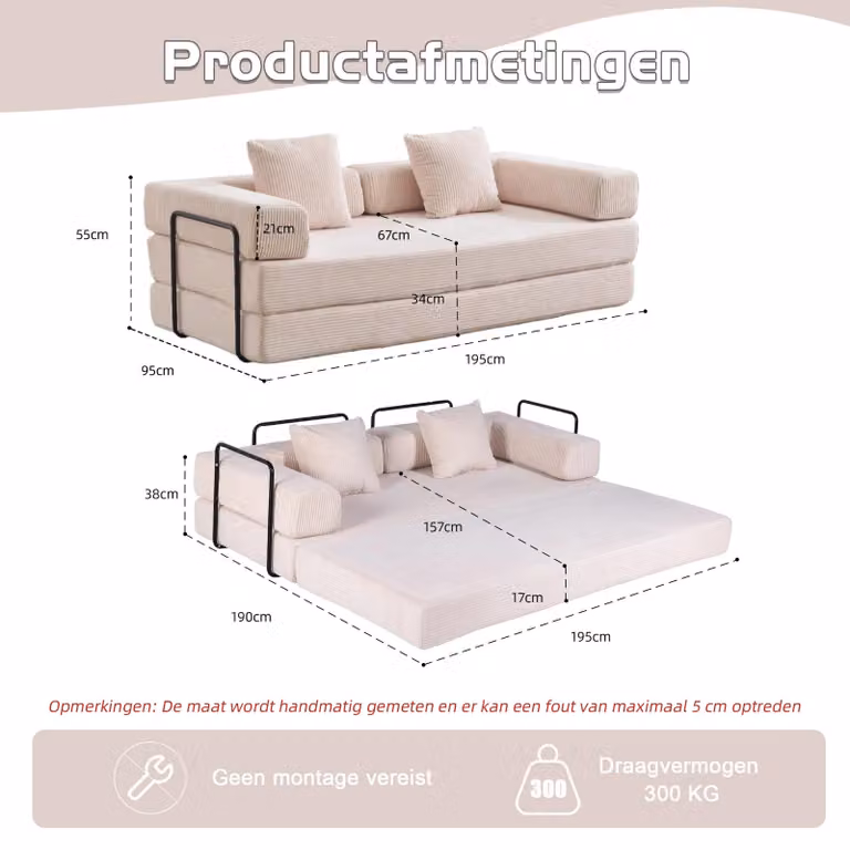 Divano letto modulare - ARC - Design moderno - Rivestimento in corda - Struttura in metallo - Salvaspazio - Meno di 200 cm - Ideale per il soggiorno