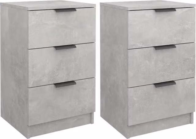 Set di 2 Comodini | Armadio da Notte | Mobiletto da notte Grigio Cemento 40x36x65 cm