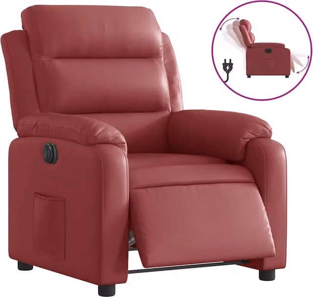Poltrona | Sedia Relax Reclinabile Elettrica Rosso Vino in Similpelle