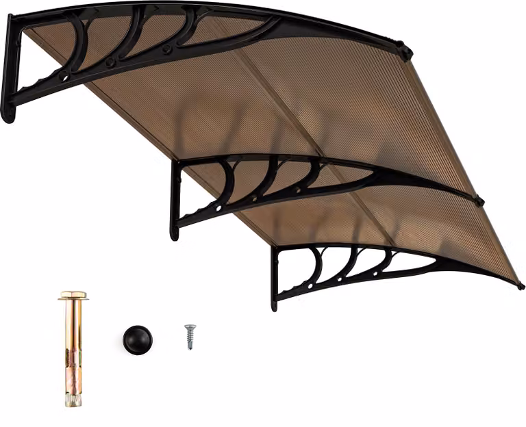 Pensilina COSTWAY per porta d'ingresso 199x99cm, pensilina in alluminio e PC, pensilina per porta d'ingresso, pensilina per porta d'ingresso, tettoia per porta d'ingresso, pensilina per porta caffè
