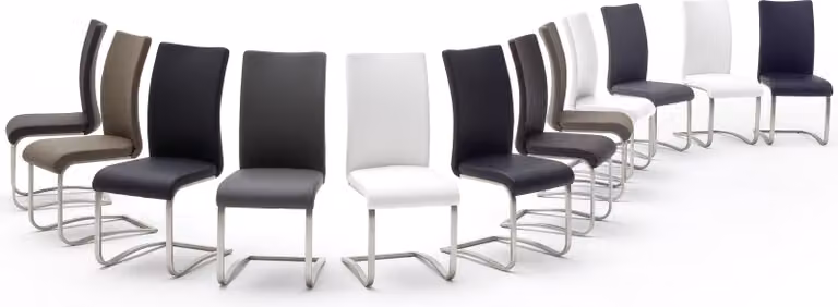 Sedia da pranzo >Muvo I< (set da 2) in metallo bianco - 43x103x52 cm (LxAxP)