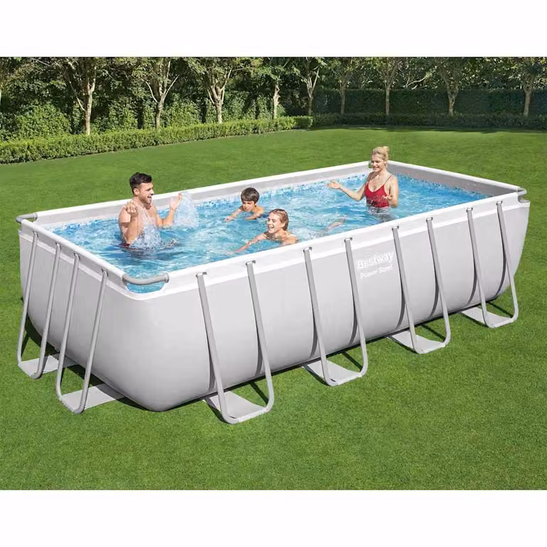 Piscina rettangolare Bestway Power Steel Set in colore grigio, L: 488 cm, P: 244 cm, H: 122 cm