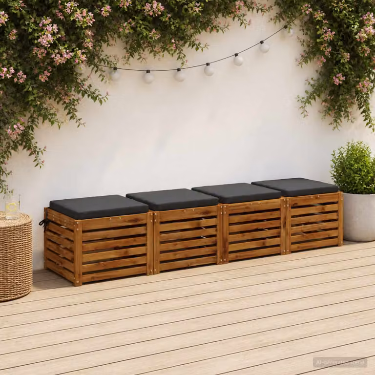 Set di 4 cuscini per sedia vidaXL in poliestere con imbottitura in schiuma, colore grigio antracite, modello moderno con rivestimento lavabile e resistente ai raggi UV