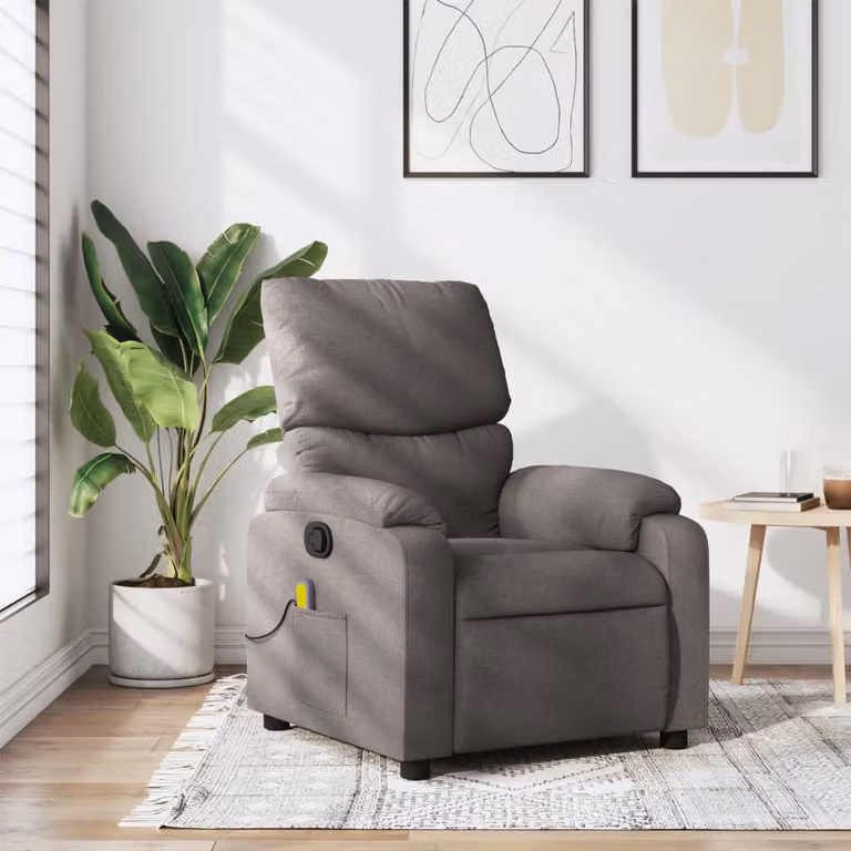 vidaXL Poltrona Reclinabile Relax Moderno in Tessuto Beige e Grigio con Braccioli