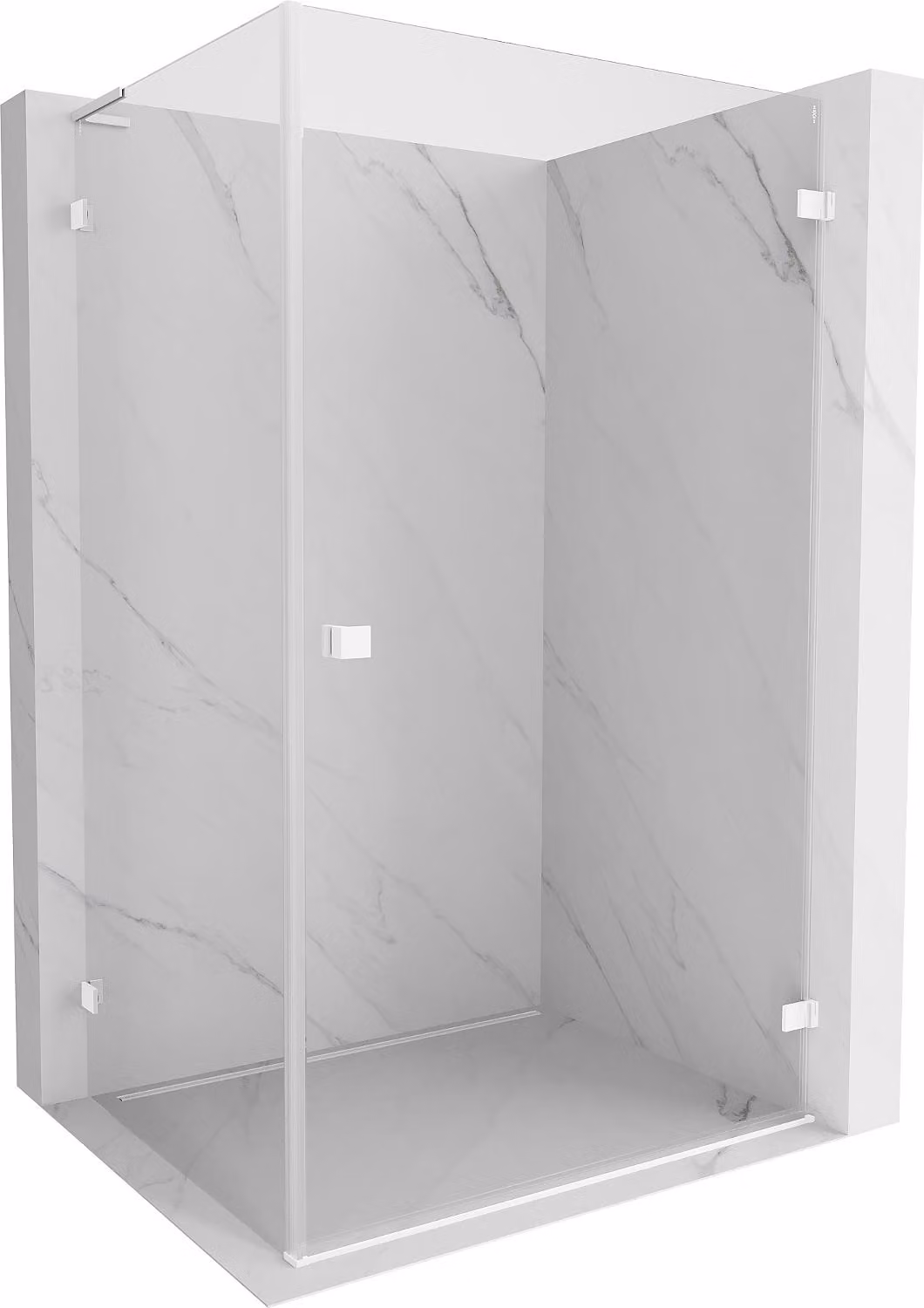 Mexen Lunar-B L cabina doccia a battente destra 100 x 80 cm, trasparente, bianca - 832L-100-080-20-00-P