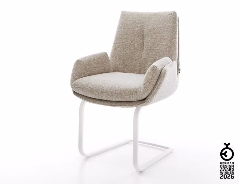 DELIFE Clea-Flex sedia a sbalzo in tessuto morbido beige cantilever piatto bianco