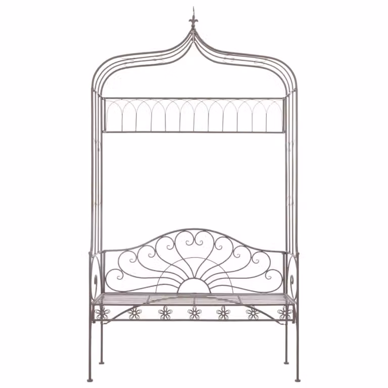 Panchina da Giardino 122 cm in Ferro Marrone Anticato