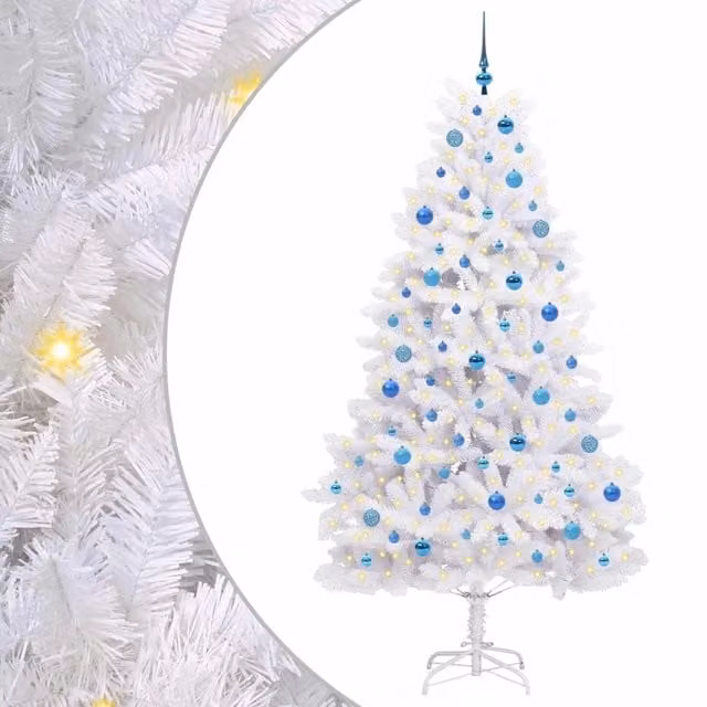 Albero di Natale | Decorazioni natalizie Artificiale con Rami Pieghevoli Bianco 210 cm