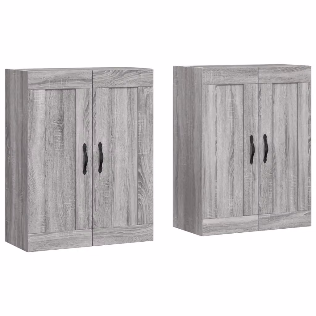 Set di 2 armadietti da parete vidaXL in legno e metallo, colore grigio opaco, ideali per il bagno – 2