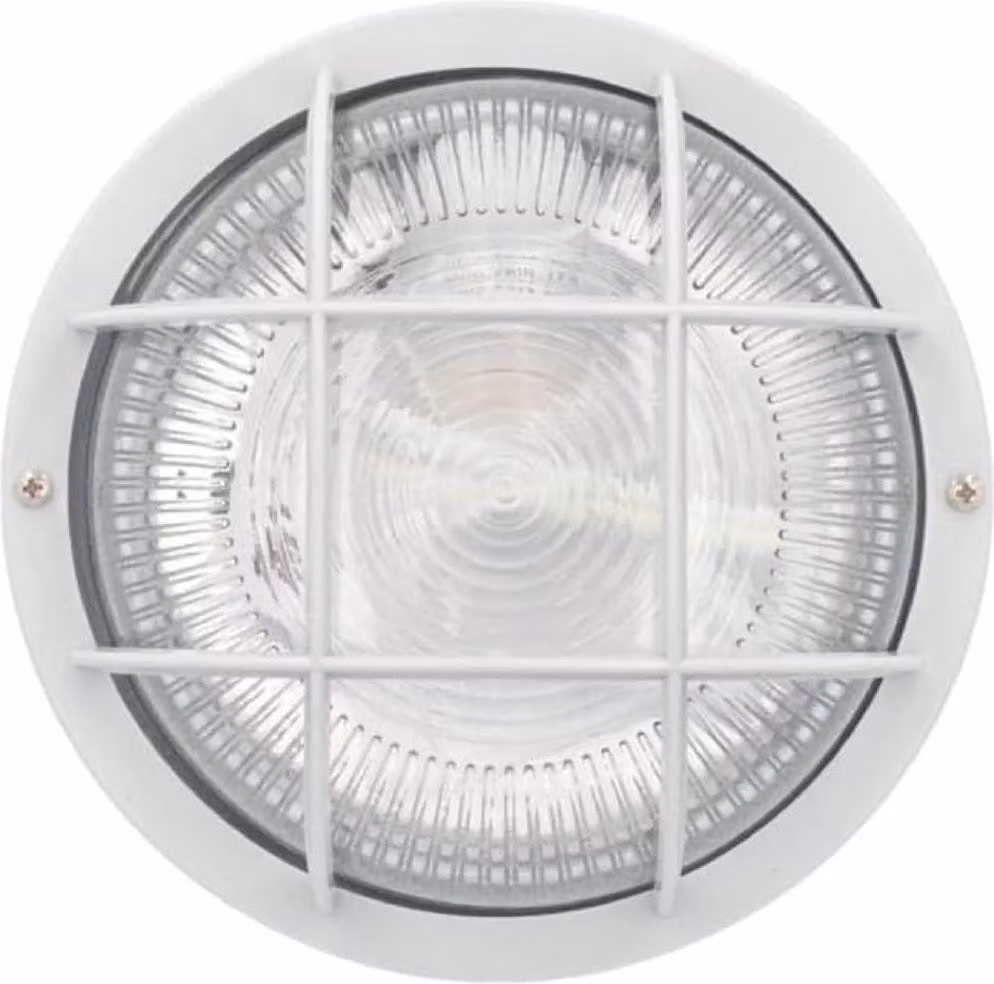 Unitec lampada da parete rotonda bianco IP44 max. 60W E27 gabbia di protezione
