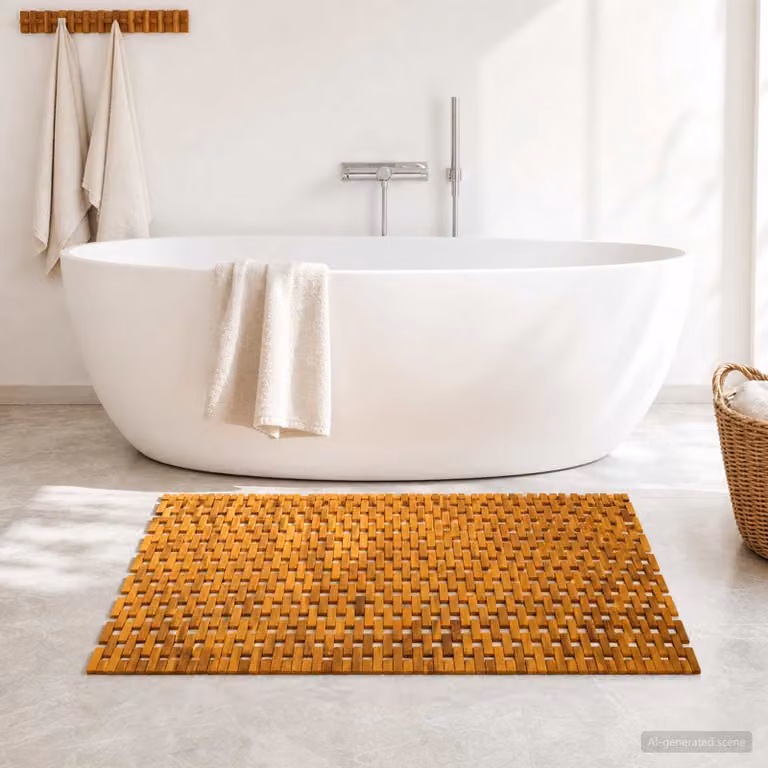 Tappetino da bagno e balcone vidaXL in stile rustico marrone antiscivolo L: 95 cm, P: 140 cm