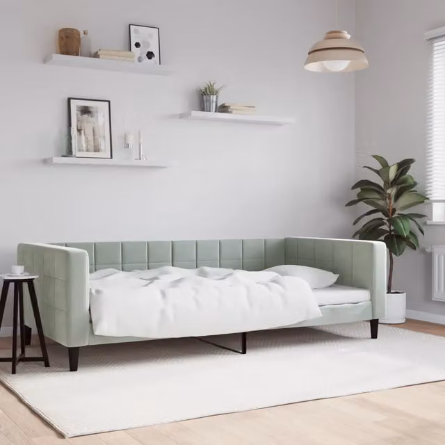 Letto moderno vidaXL imbottito grigio per camera da letto o soggiorno L/P/H: 190 x 110 x 68 cm