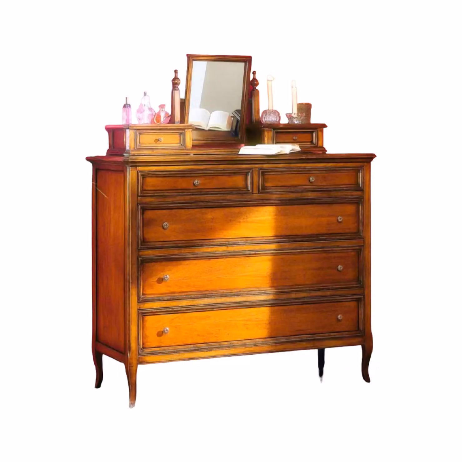 Cassettiera classica in legno con alzatina Mobili 2G finitura bassano L: 120 cm, P: 48 cm, H: 144 cm – 1