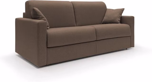 Divano letto matrimoniale Chris di Divani.Store in tessuto impermeabile marrone con funzione letto e coperture rimovibili