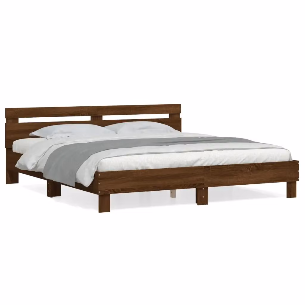 vidaXL Giroletto con Testiera in Legno Multistrato Rovere Marrone 200x200 cm – 2