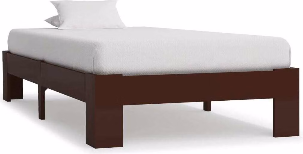 The Living Store Letto in legno massiccio di pino marrone scuro 90x200 cm