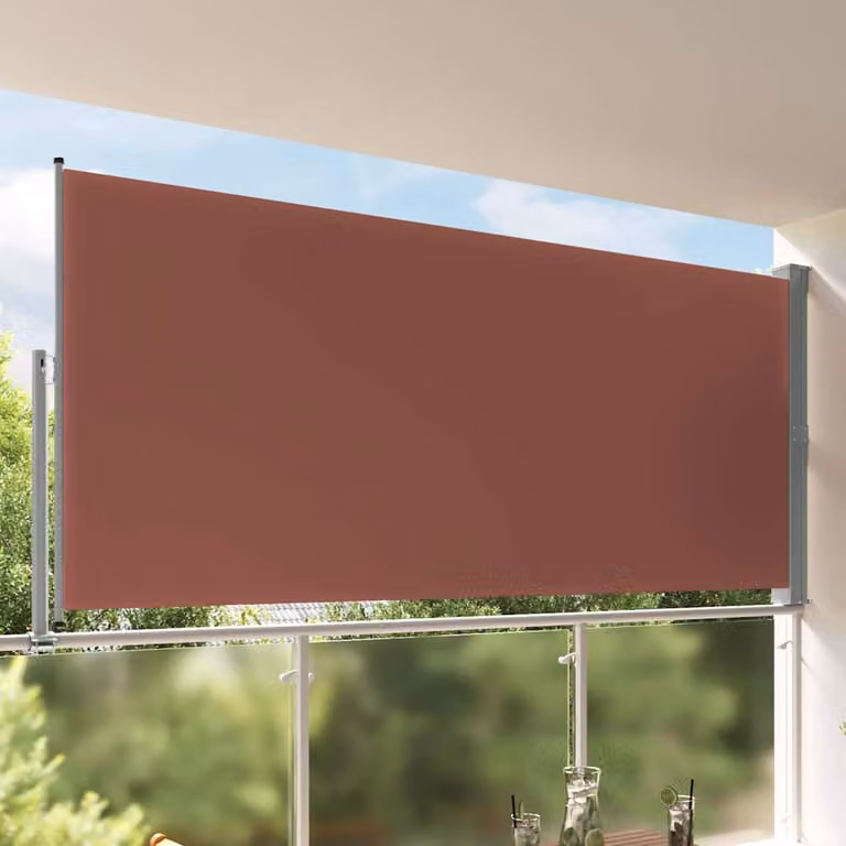 Tenda Laterale Retrattile per Patio vidaXL in Poliestere e Acciaio, Marrone, L: 300 cm, H: 160 cm