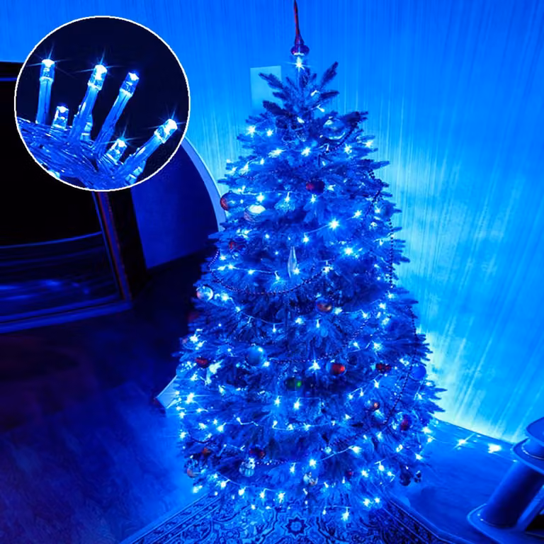 Luci LED da fata 50M 400 LED per interni, luci blu per albero di Natale 8 modalità, decorazione natalizia per albero di Natale, giardino di festa