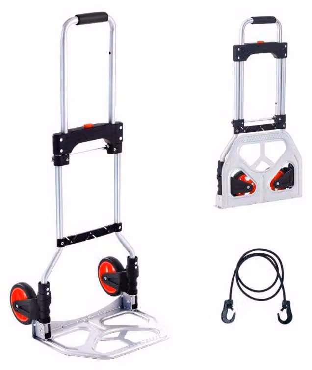 Carrello manuale con struttura in alluminio e capacità di carico fino a 79 kg - carrello pieghevole per il trasporto e carrello a mano