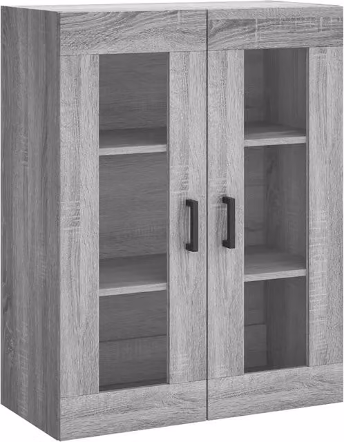 Pensile moderno HELLOSHOP26 in legno e vetro grigio, L: 69,5 cm, P: 34 cm, H: 90 cm – 1