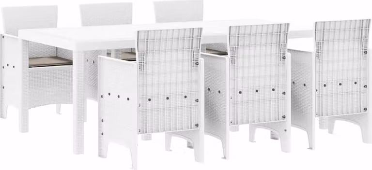 Set da Pranzo per Giardino 7 pcs Bianco Polipropilene