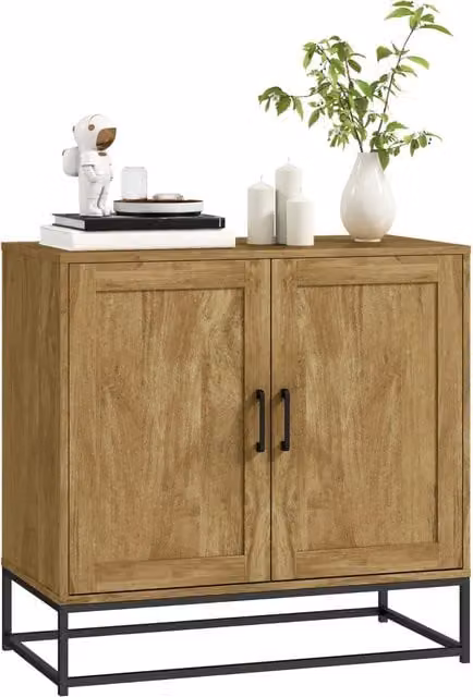 Tavolo da soggiorno Minimal in legno e metallo, marrone e nero, L 80 cm x P 40 cm x H 78 cm – 1