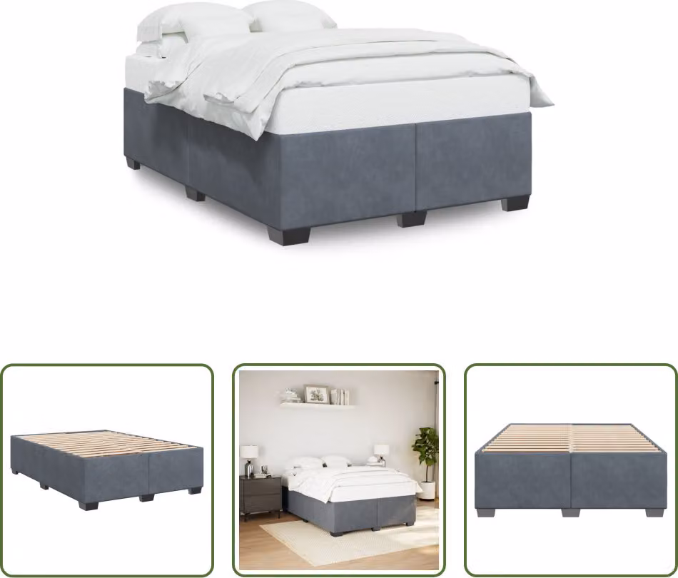 The Living Store Struttura letto grigio scuro 160x200 cm in velluto