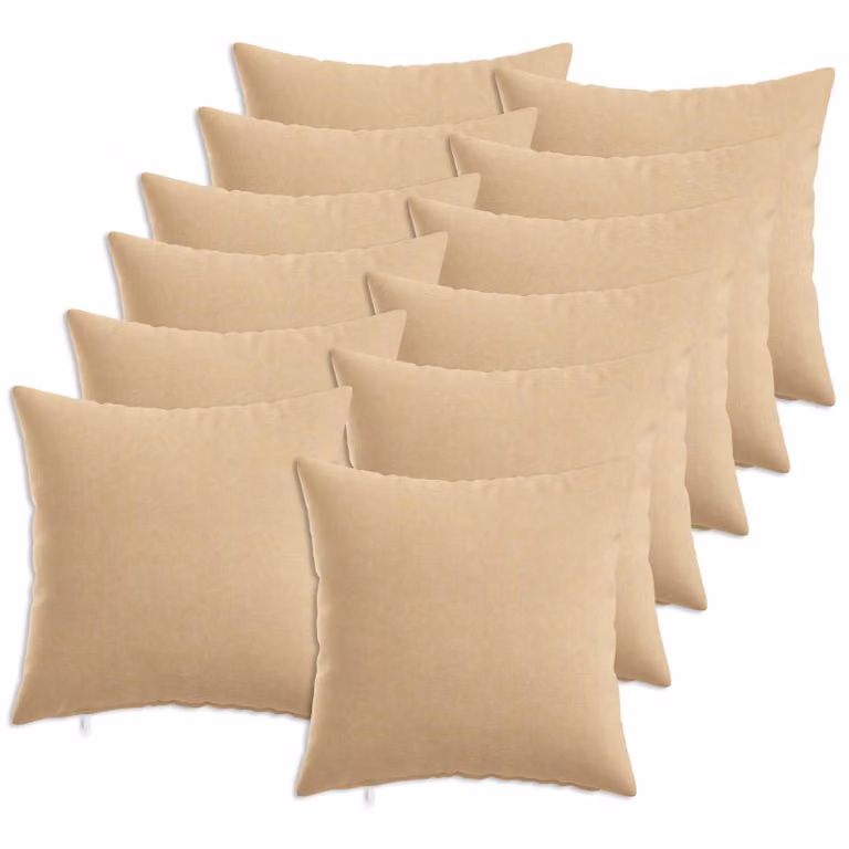 Set di 12 federe vidaXL HEERLEN beige, forma quadrata, 40 x 40 cm, in tessuto di poliestere