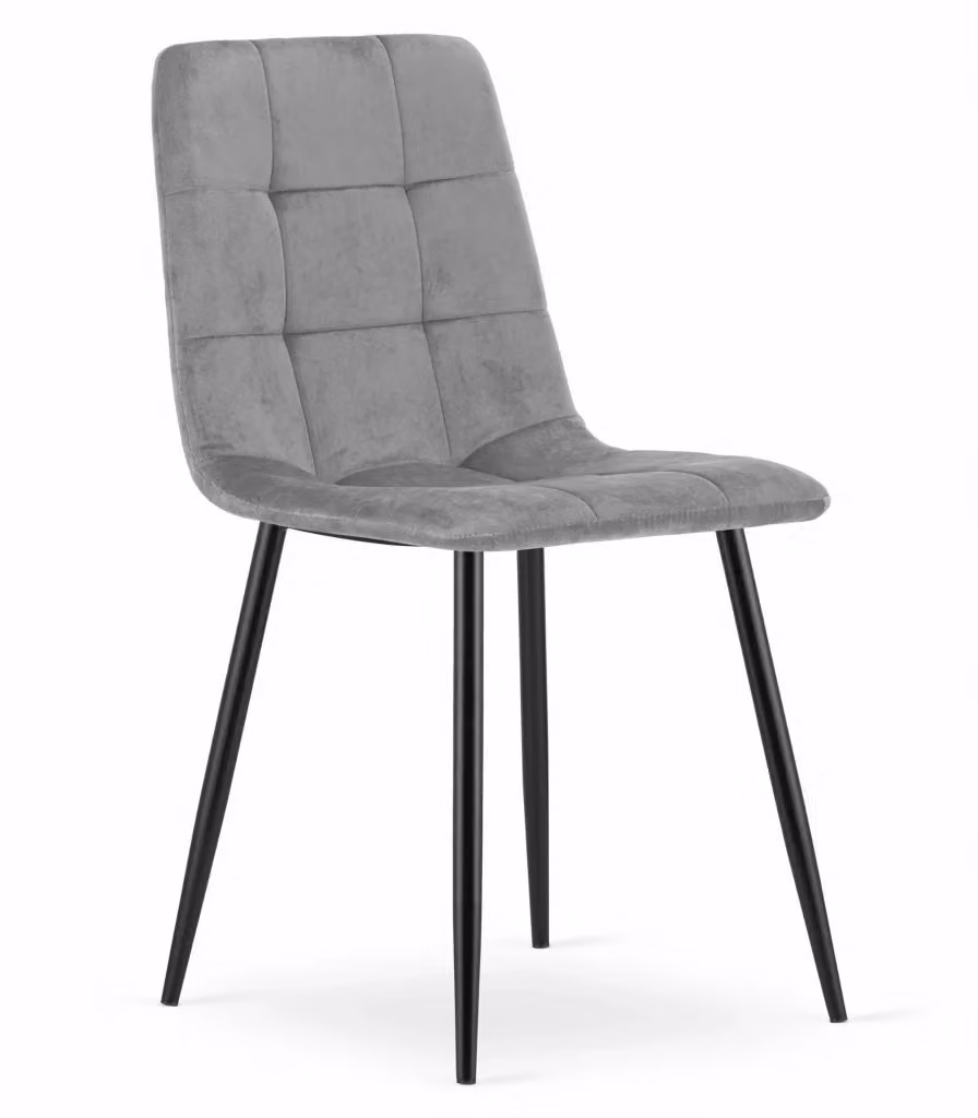 Set di 4 sedie moderne Valora PYRA in velluto grigio chiaro con gambe in metallo nero – 2