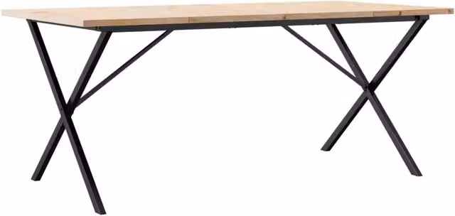Tavolo da Pranzo | Tavolo da cucina Telaio a X 180x90x75,5 cm Legno Pino e Acciaio