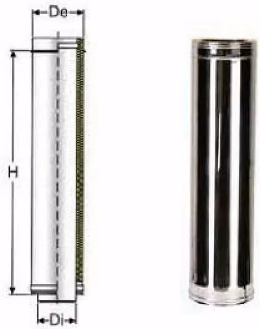 Tubo a doppia parete in acciaio inox AISI 316 Coxe By Edilidrico colore argento L: 1000 cm, P: 35 cm, H: 30 cm