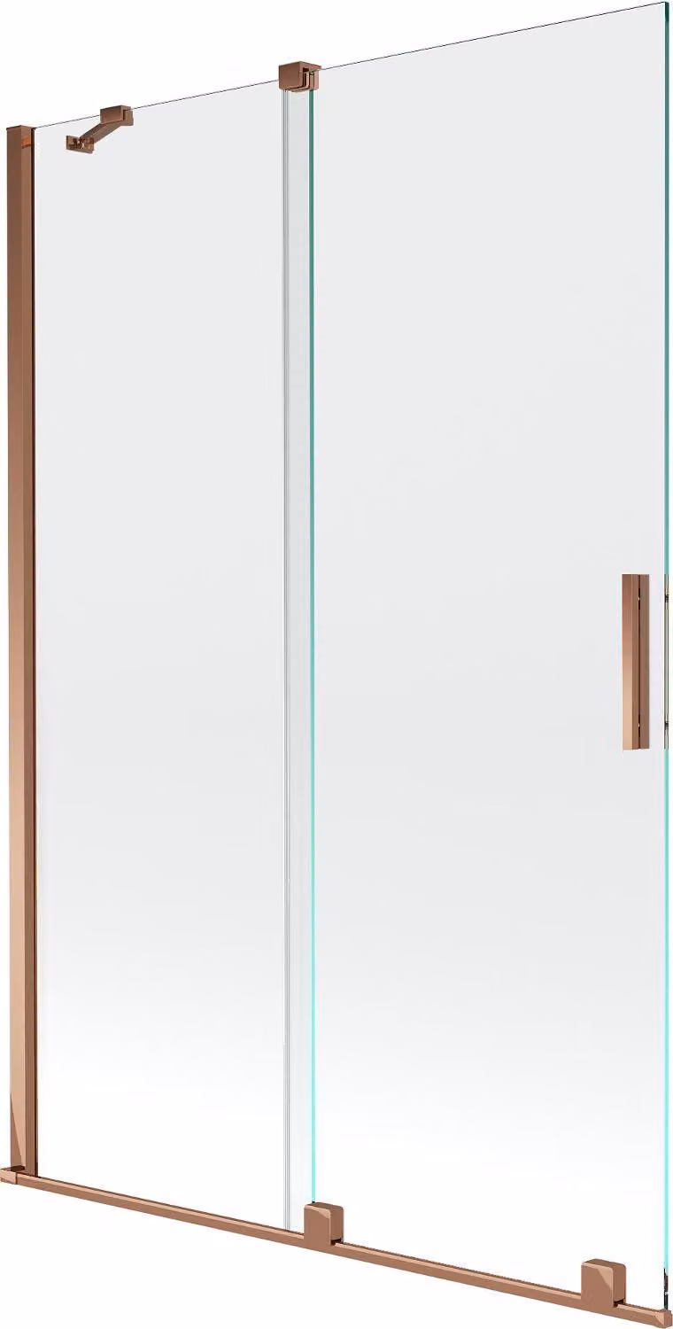 Mexen Velar paravento doccia a 2 ante scorrevoli 120 x 150 cm, trasparente, oro rosa - 896-120-000-01-60