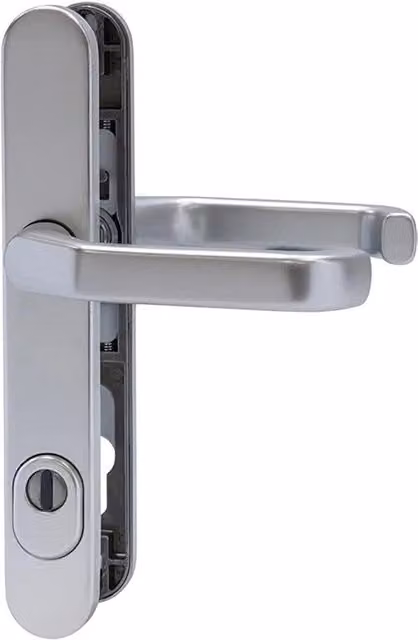 Maniglia di sicurezza per porte di bagno e toilette in acciaio inossidabile color argento