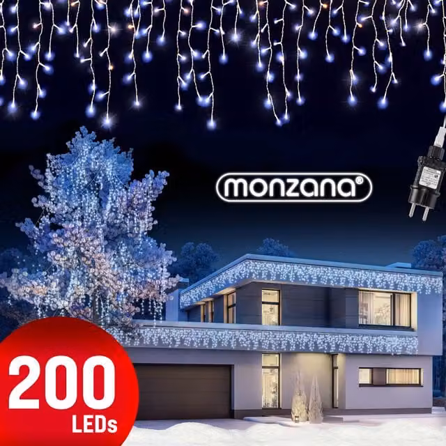 Luci di Natale a tenda Monzana con 200 LED colore bianco freddo, lunghezza 10 m
