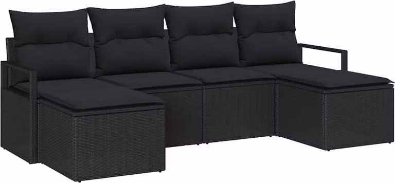 Set di divani 6 pcs Nero polyrattan