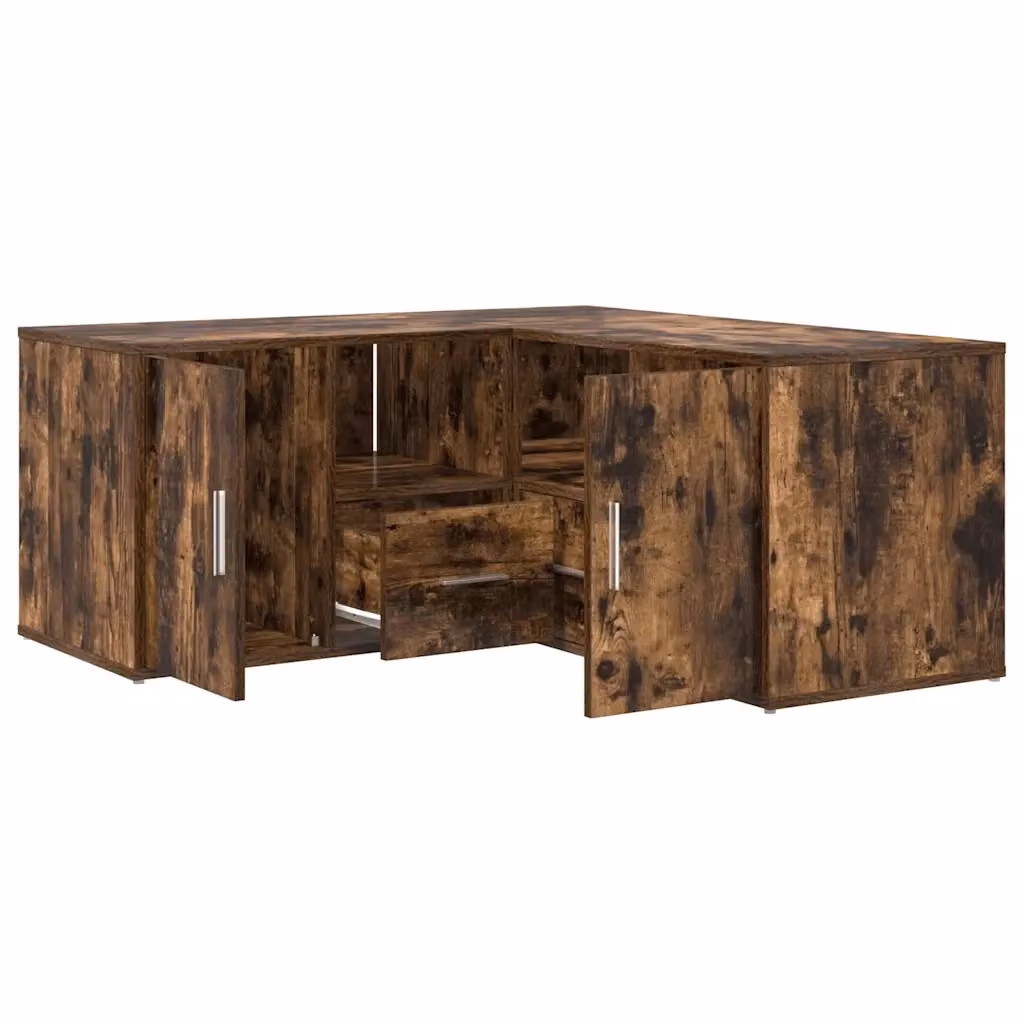 Mobile Angolare Moderno vidaXL in Rovere Marrone con Ripiani e Ante, L/P/H: 160 x 40 x 45 cm – 2