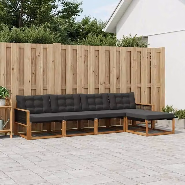 Set di divani da esterno 5 pz Naturale e Nero 3381360