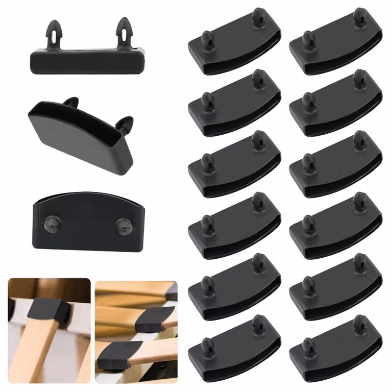 50 coperture in plastica nera per doghe di letto, dimensioni 30x55 mm
