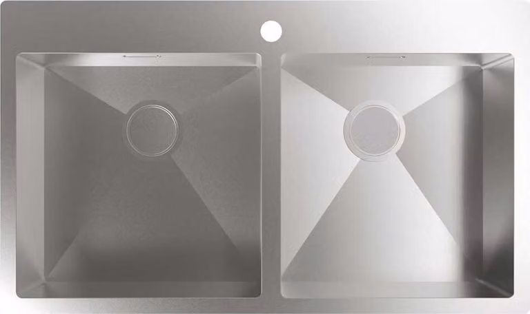 CATA CBS-2 40-40 R10, lavello da incasso, rettangolare, acciaio inox, acciaio inox, 2 vasche, quadrato